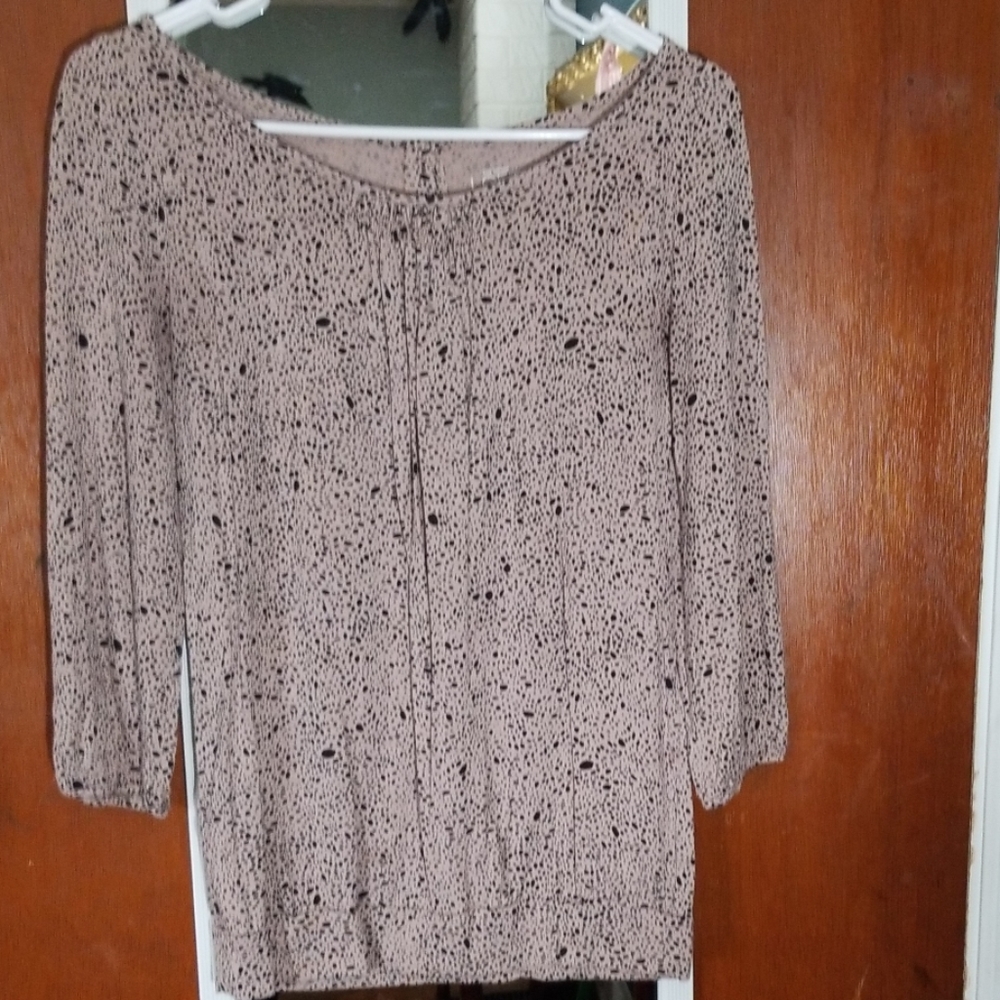 Spotted purple Ann Taylor Loft 3/4 sleeved blouse.